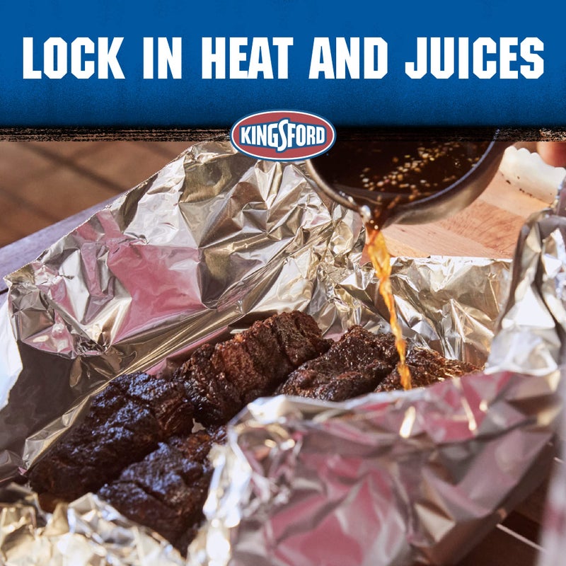 Kingsford ورق الألمنيوم كينغسفورد عريض جداً، 100 قدم مربع | ورق ألمنيوم قوي وثقيل للشي، الخبز، الشواء، وتخزين الطعام | ورق كينغسفورد - Image 2